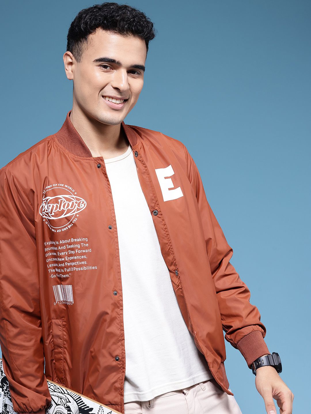 HERE&NOW Typography Printed Bomber Jacket