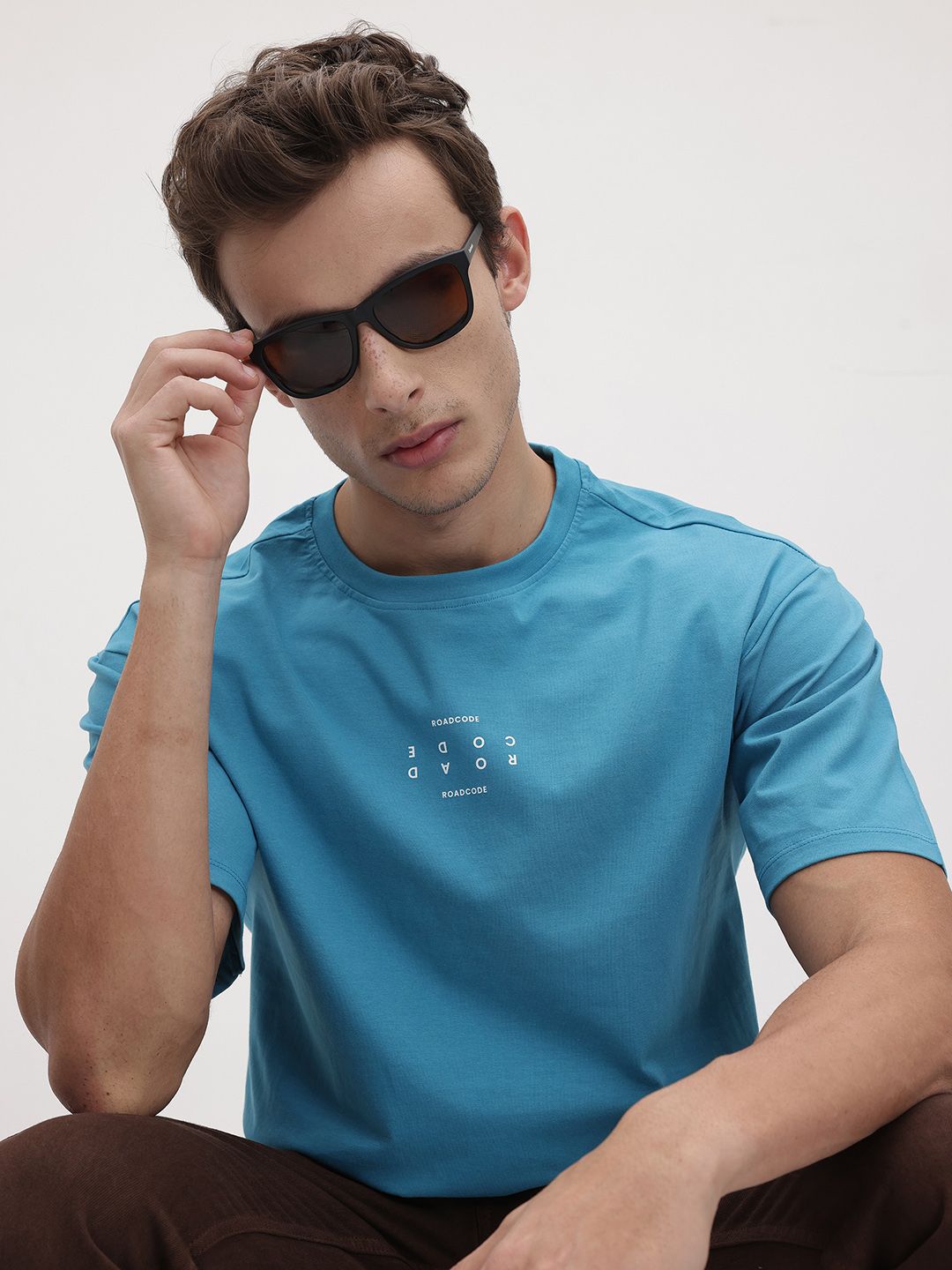The Roadster Lifestyle Co. Printed Detail Pure Cotton Relaxed Fit T-shirt