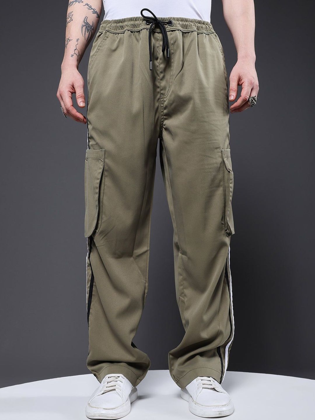 Buy PRONK Men Mid-Rise Cargo Track Pants - Track Pants for Men
