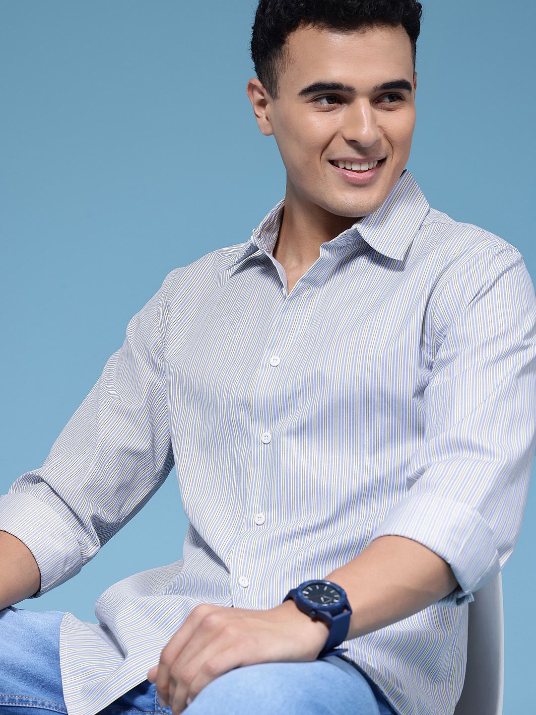 HERE&NOW Slim Fit Vertical Stripes Casual Shirt