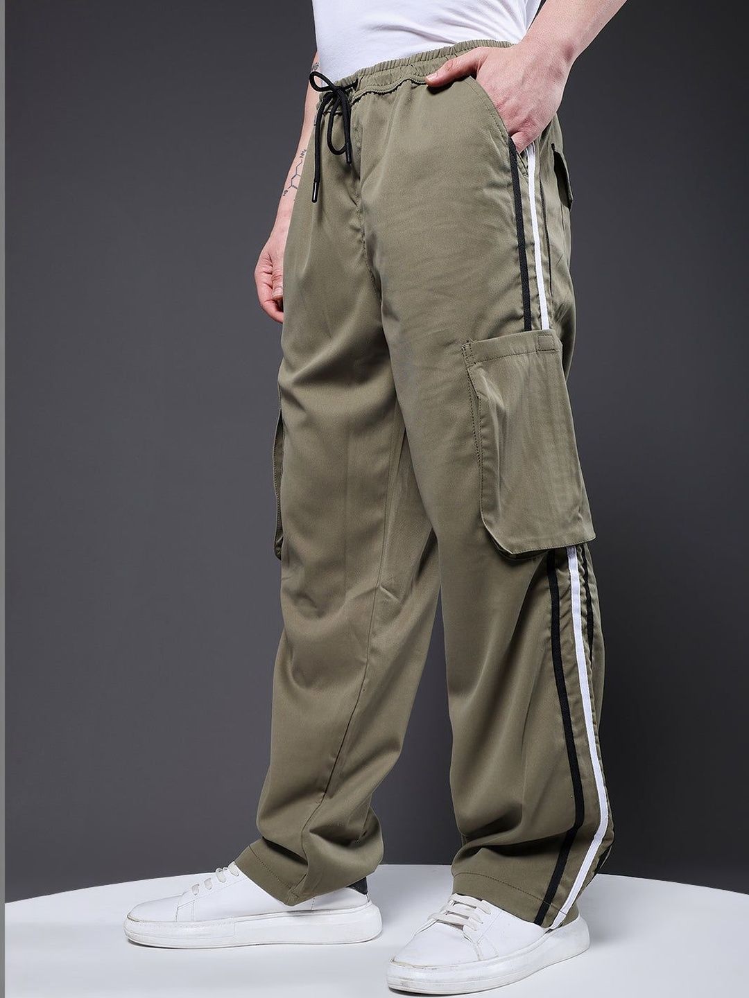 Buy PRONK Men Mid-Rise Cargo Track Pants - Track Pants for Men