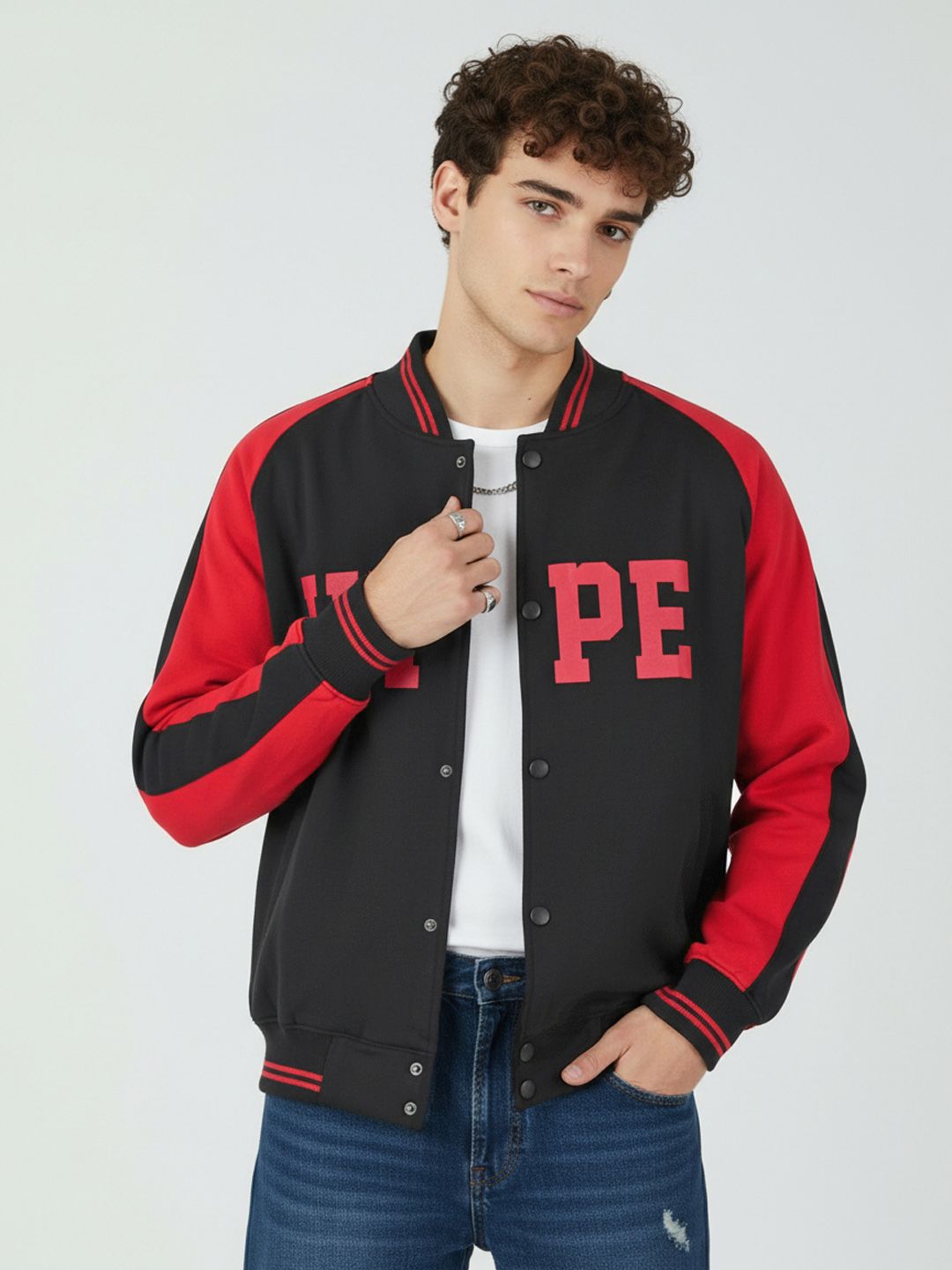 glitchez Printed Varsity Jacket