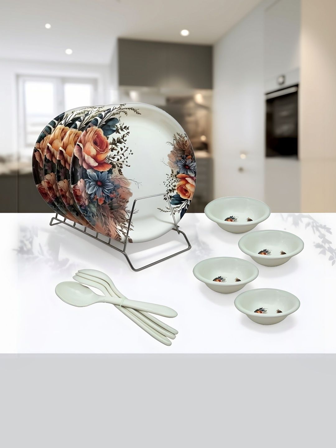 Inpro Multicoloured 2025 12 Pieces Melamine Dishwasher Safe Dinner Set of