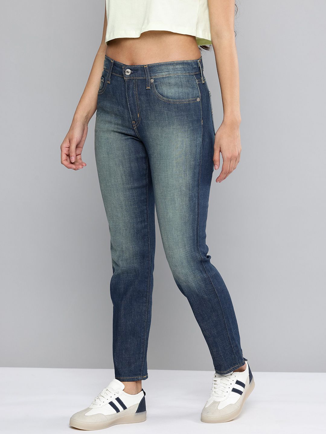724 Straight Fit High-Rise Heavy Fade Stretchable Jeans