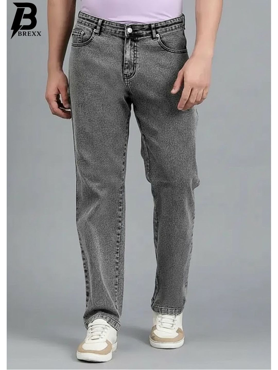 BREXX Men Smart Regular Fit Mid-Rise Light Fade Stretchable Jeans