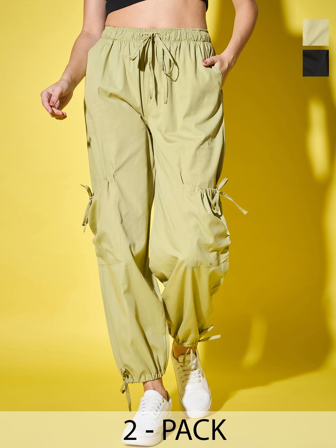 BUY NEW TREND Women Relaxed High-Rise Easy Wash Cargos Trousers