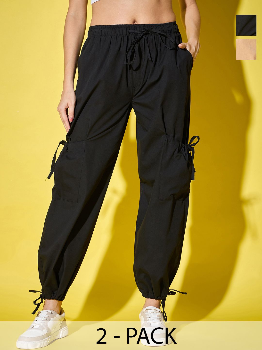 BUY NEW TREND Women Relaxed High-Rise Easy Wash Cargos Trousers