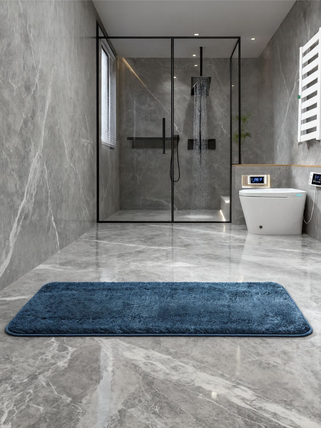 Dryspun Blue 2800 GSM Microfibre Non-Slip Bath Rug