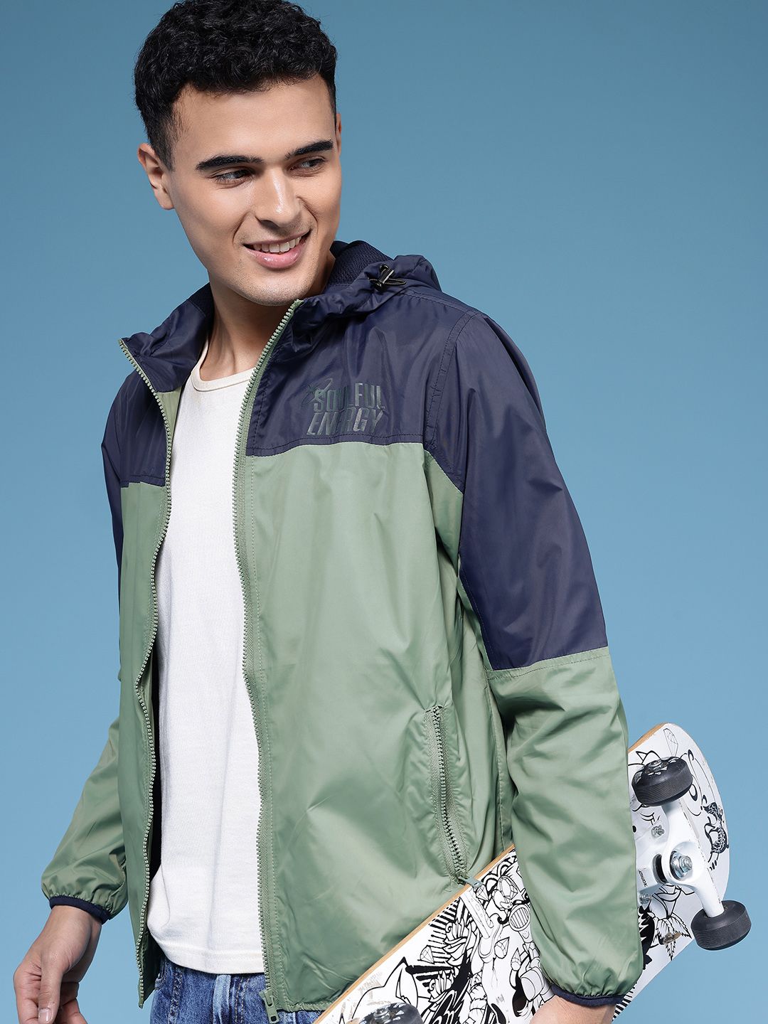 HERE&NOW Colourblocked Hooded Tailored Jacket