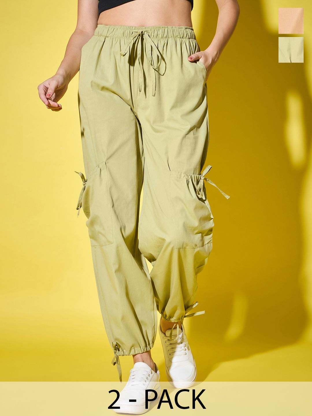 BUY NEW TREND Women Relaxed High-Rise Easy Wash Cargos Trousers