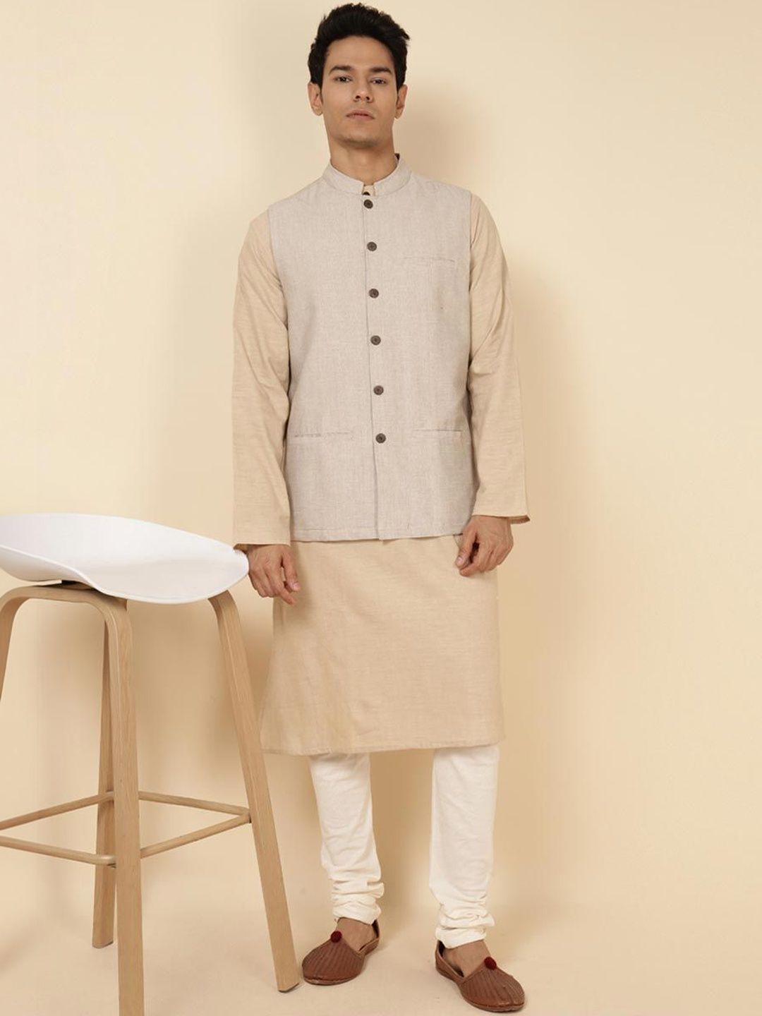 Fabindia Fabindia Cotton Woven Nehru Jacket