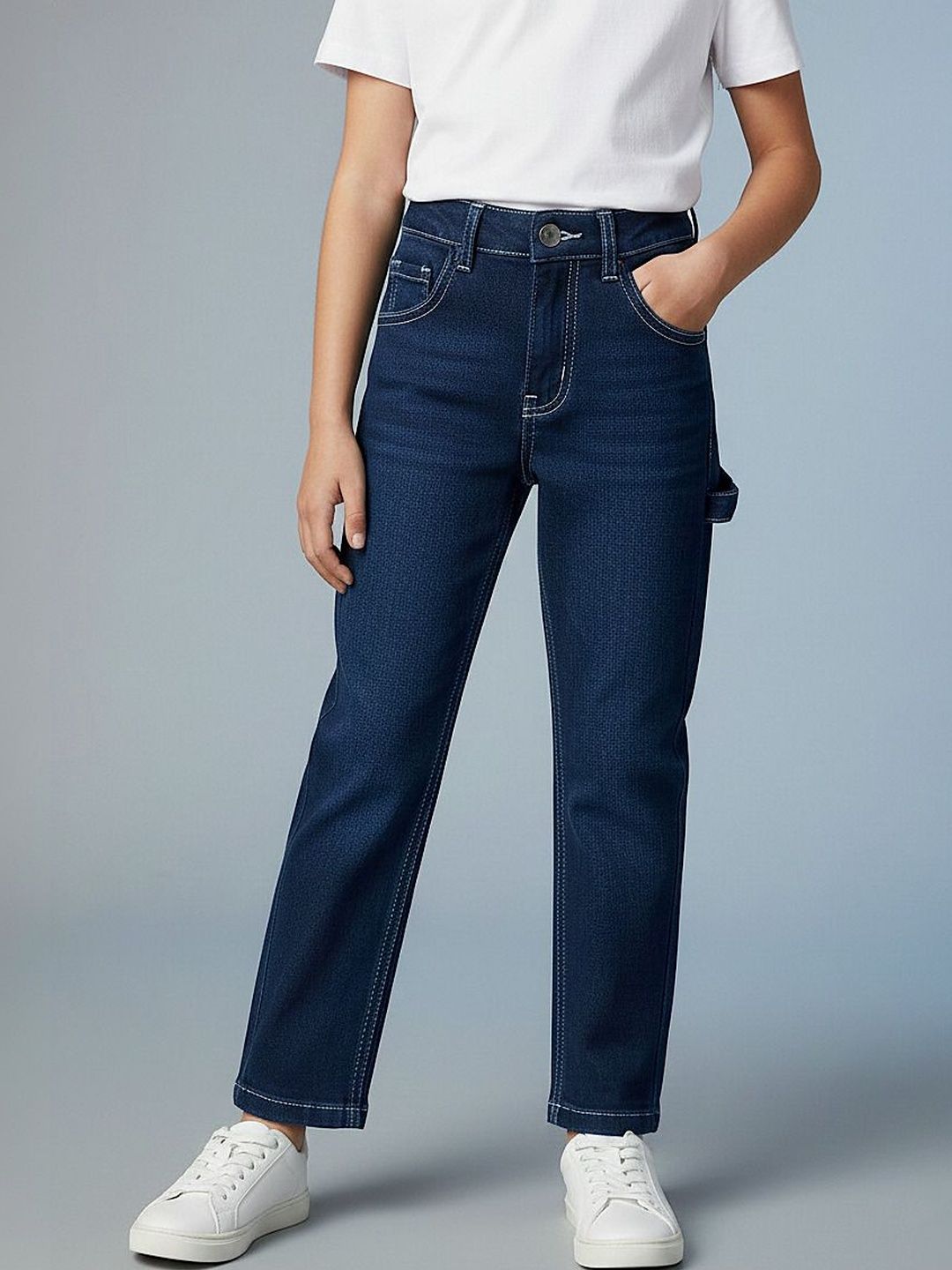 GUTI Girls Boyfriend Fit Low-Rise Stretchable Jeans