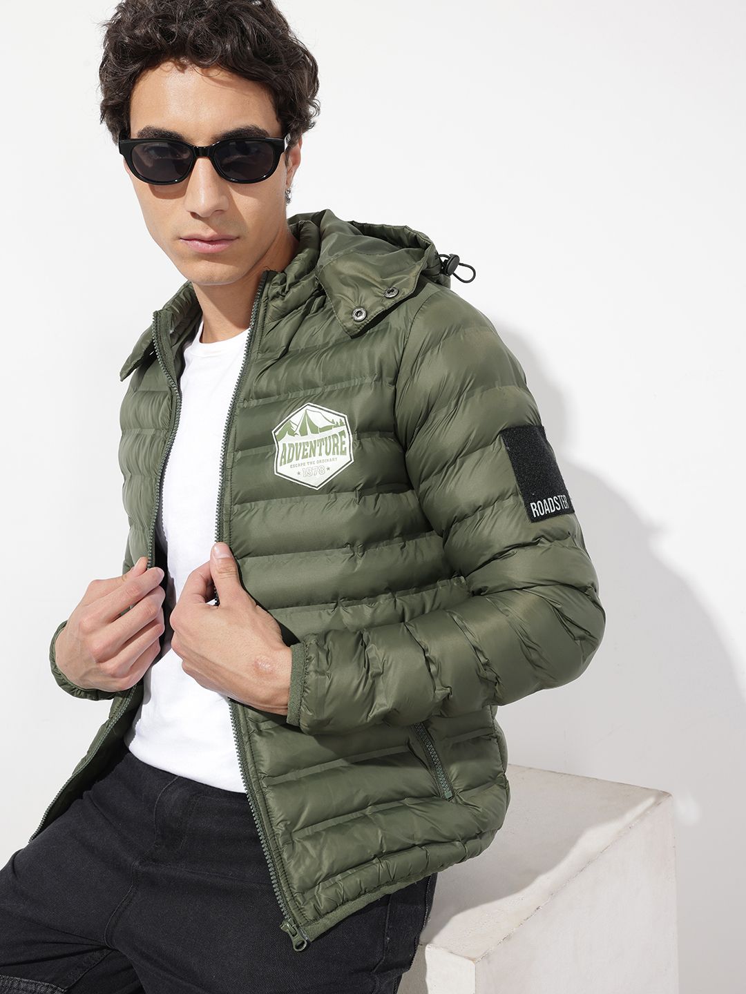 The Roadster Life Co. Typography Hooded Puffer Jacket