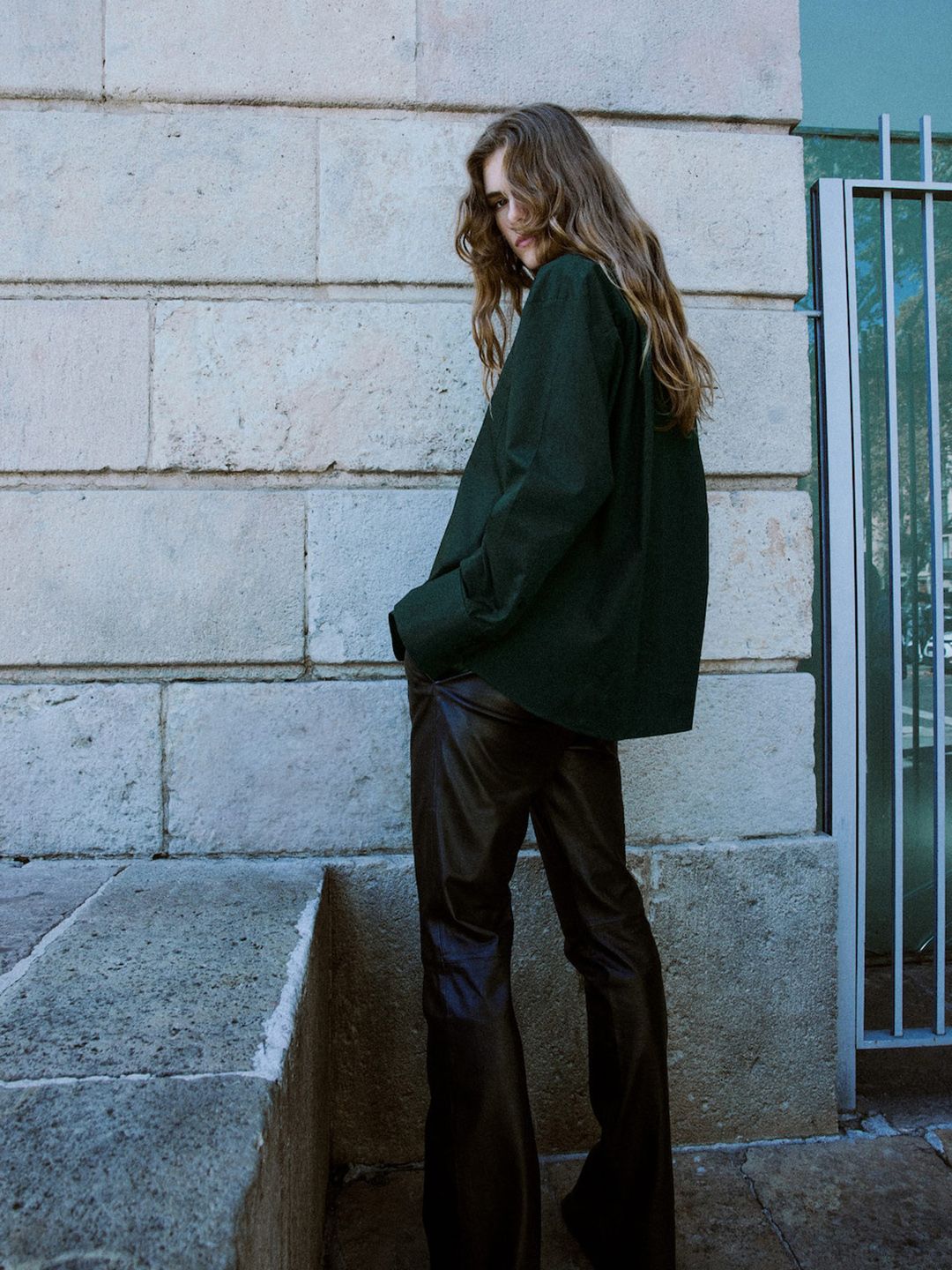 Spread Collar Pure Cotton Oversized Shirt with Chest Pocket