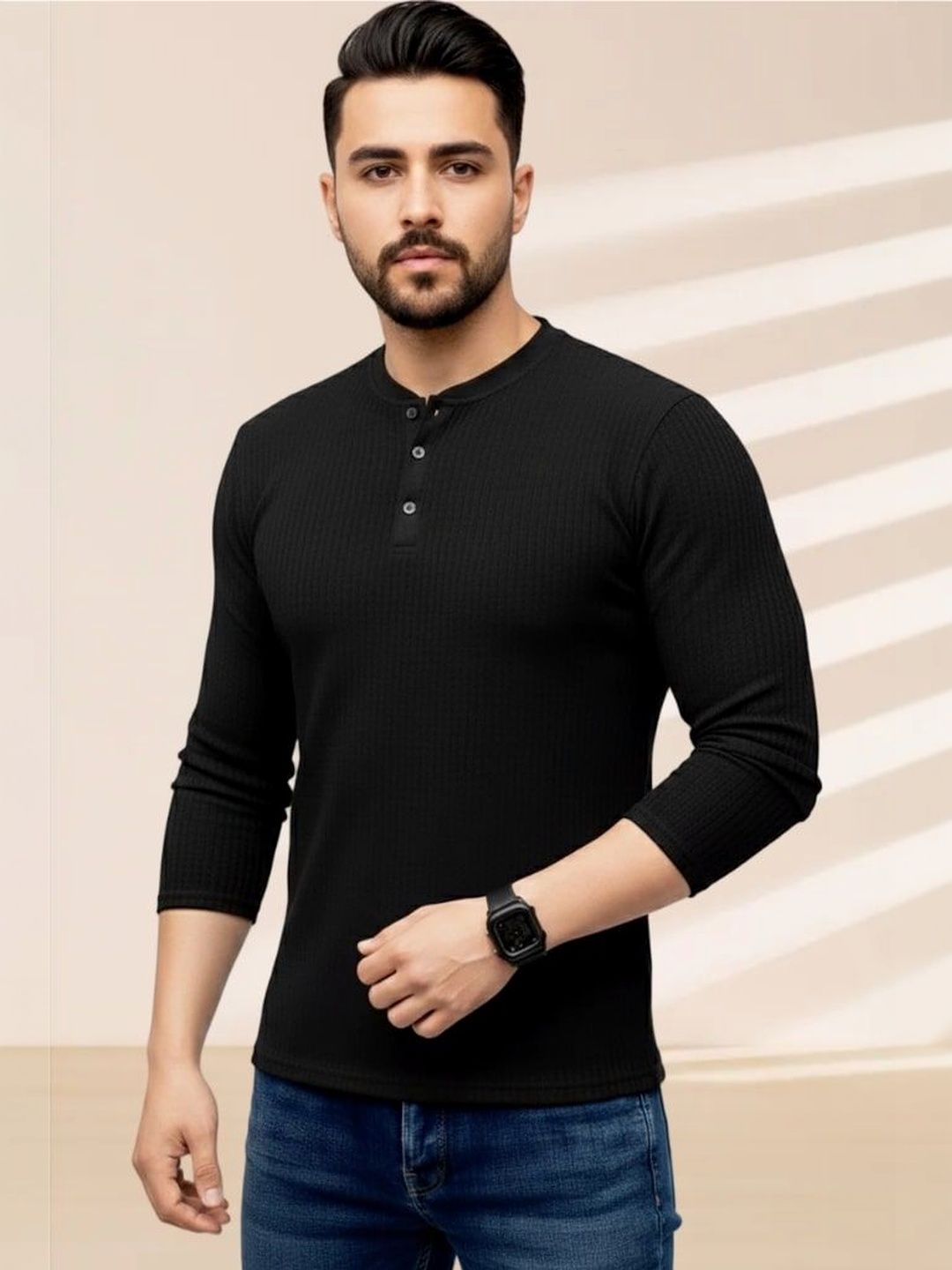 SZN Men Henley Neck T-shirt
