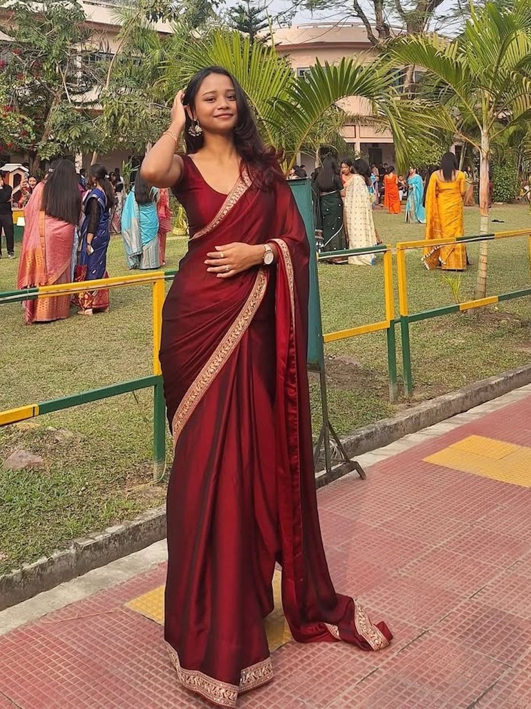 Celeb Styles Sequinned Pure Georgette Designer Saree
