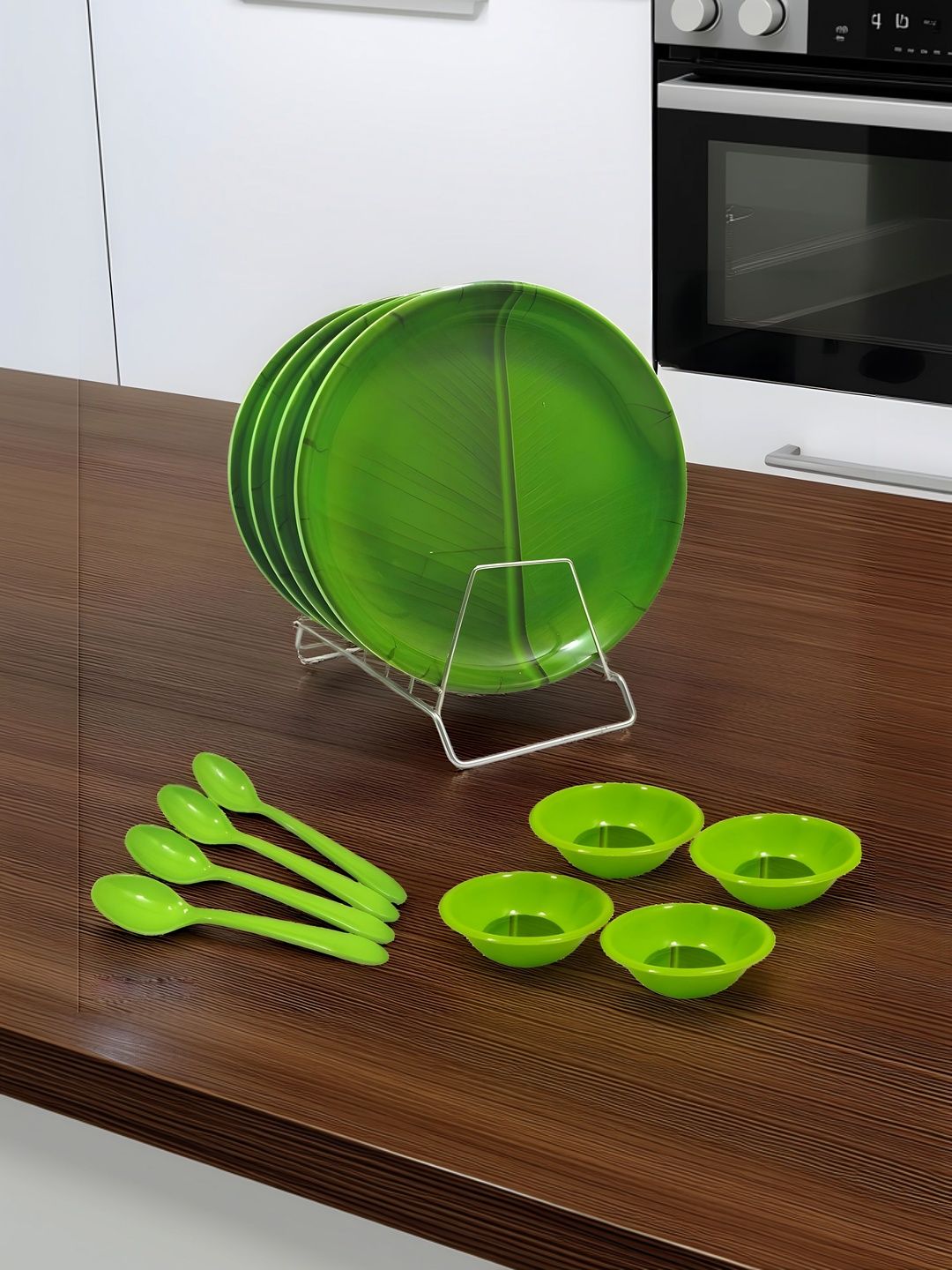 Inpro Green 2025 12 Pieces Melamine Easy to Clean Dinner Set of