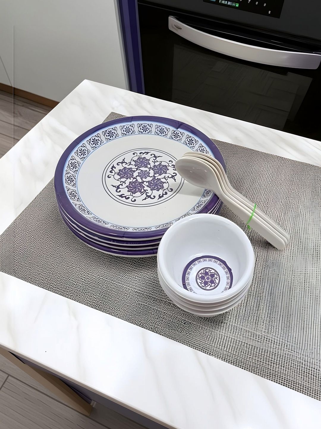 Inpro White 2025 12 Pieces Melamine Easy to Clean Dinner Set of