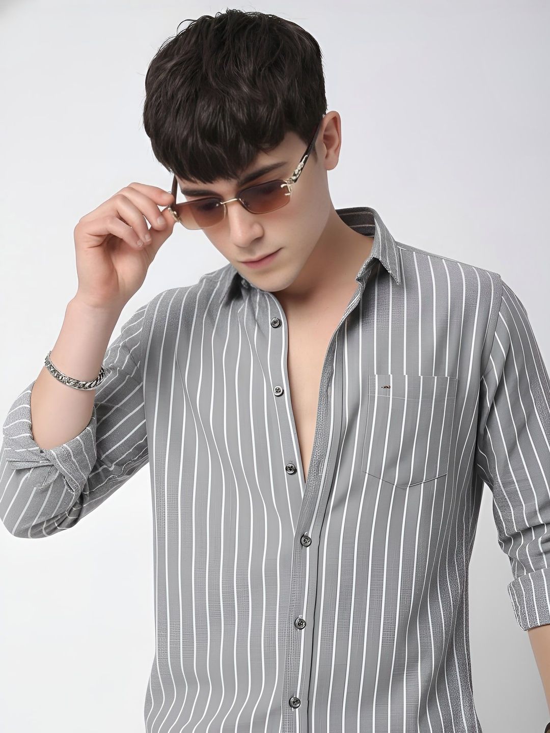 OTUS Men Classic Slim Fit Striped Casual Shirt