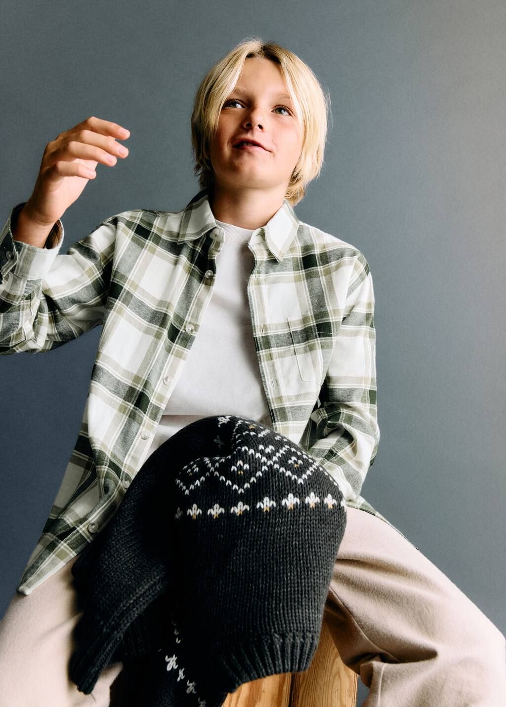 Mango Kids Boys Tartan Checked Pure Cotton Casual Shirt