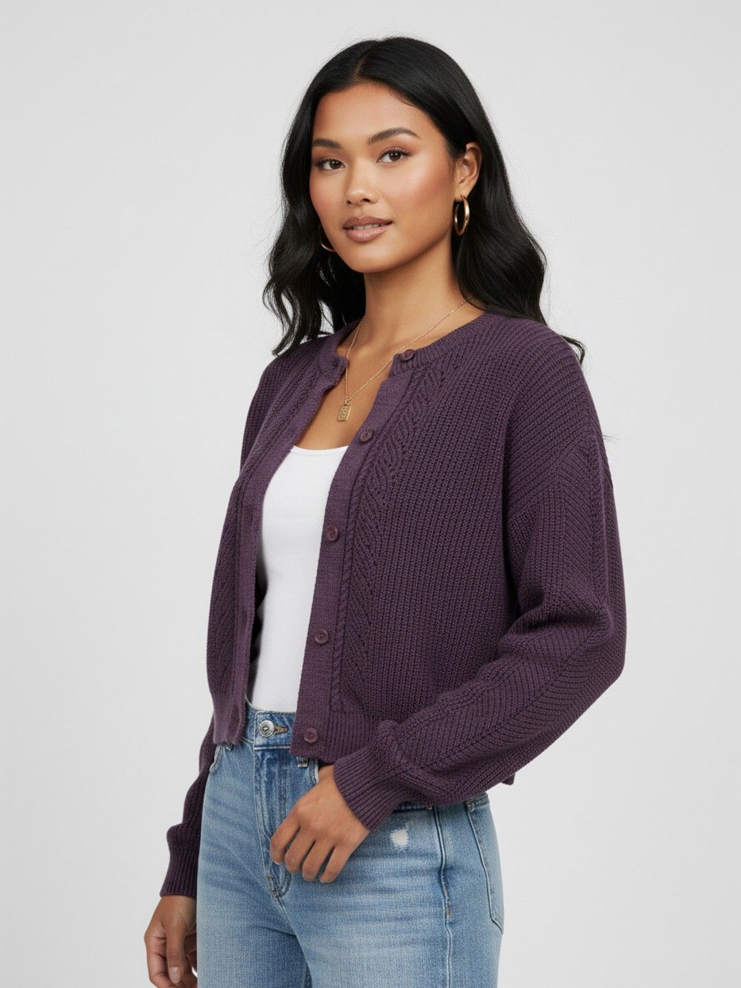 glitchez Ribbed Oversized Crop Cardigan