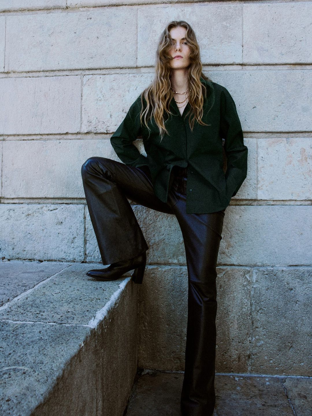 Spread Collar Pure Cotton Oversized Shirt with Chest Pocket