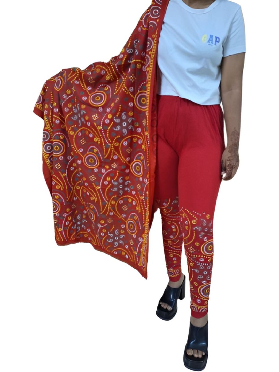 OUTER WEAR AYAM EXPORTS Printed Cotton Mid-Rise Ankle-Length Leggings