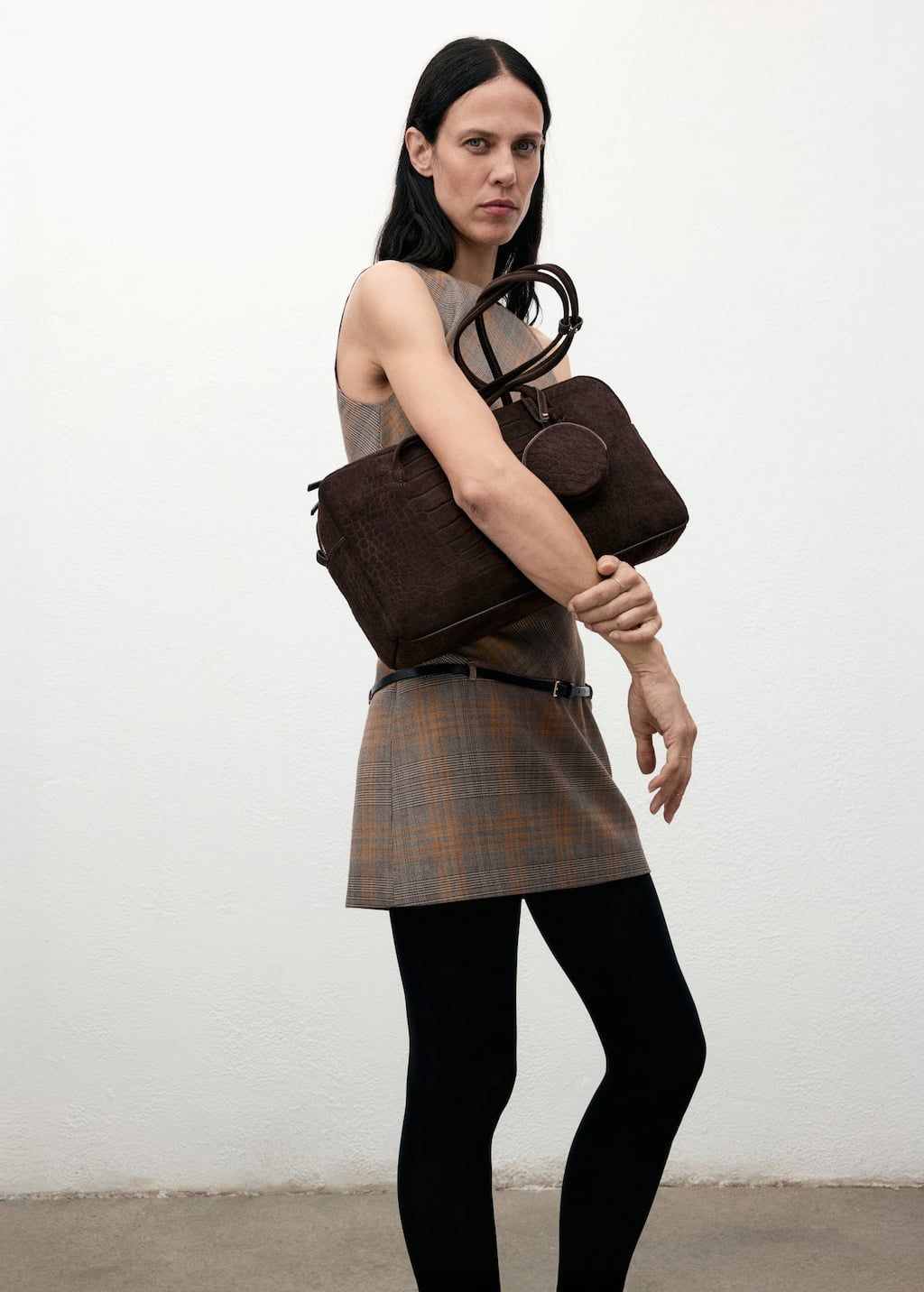 Checked A-Line Mini Dress
