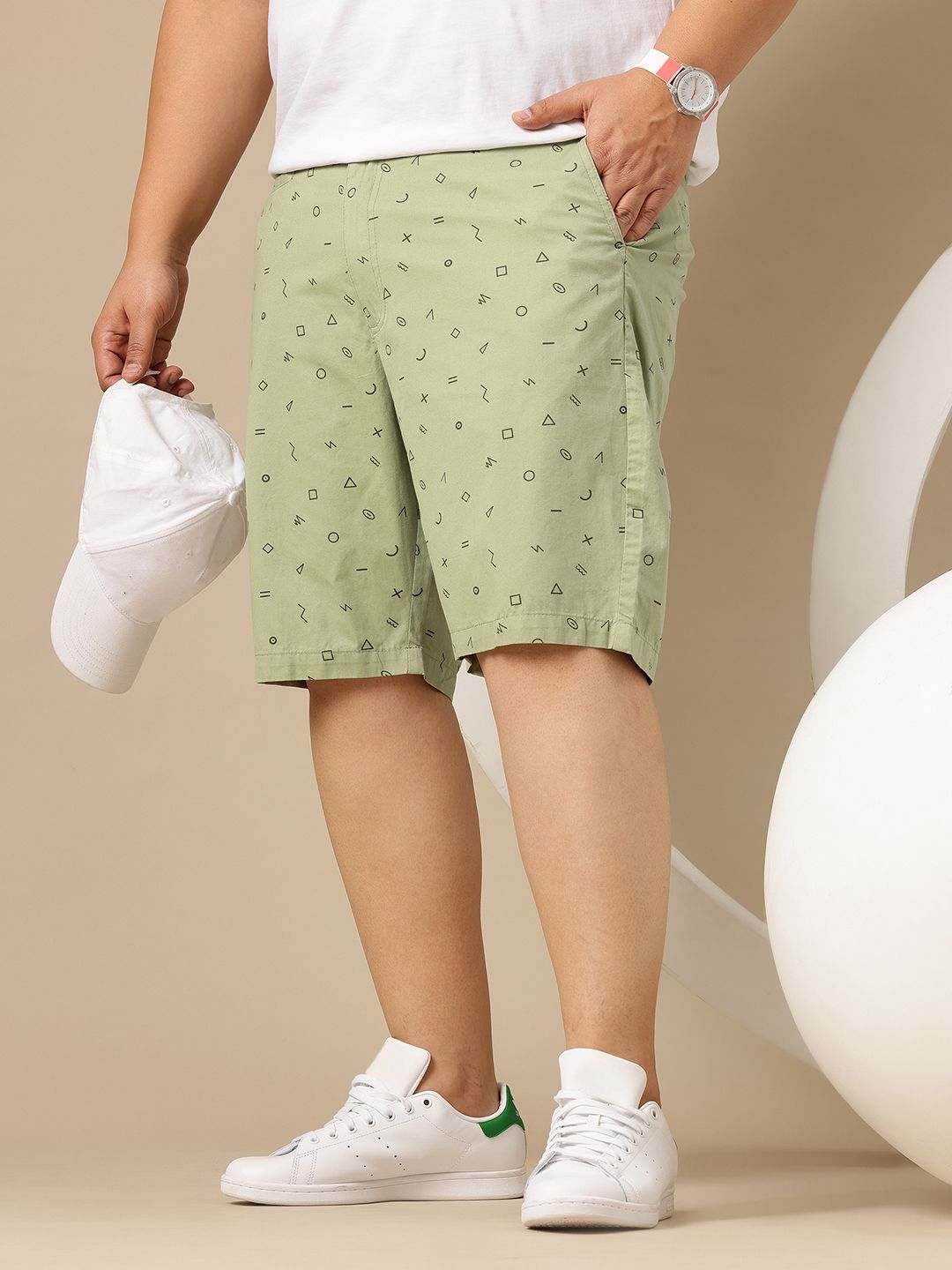 Buy Sztori Men Plus Size Pure Cotton Geometric Printed Chino