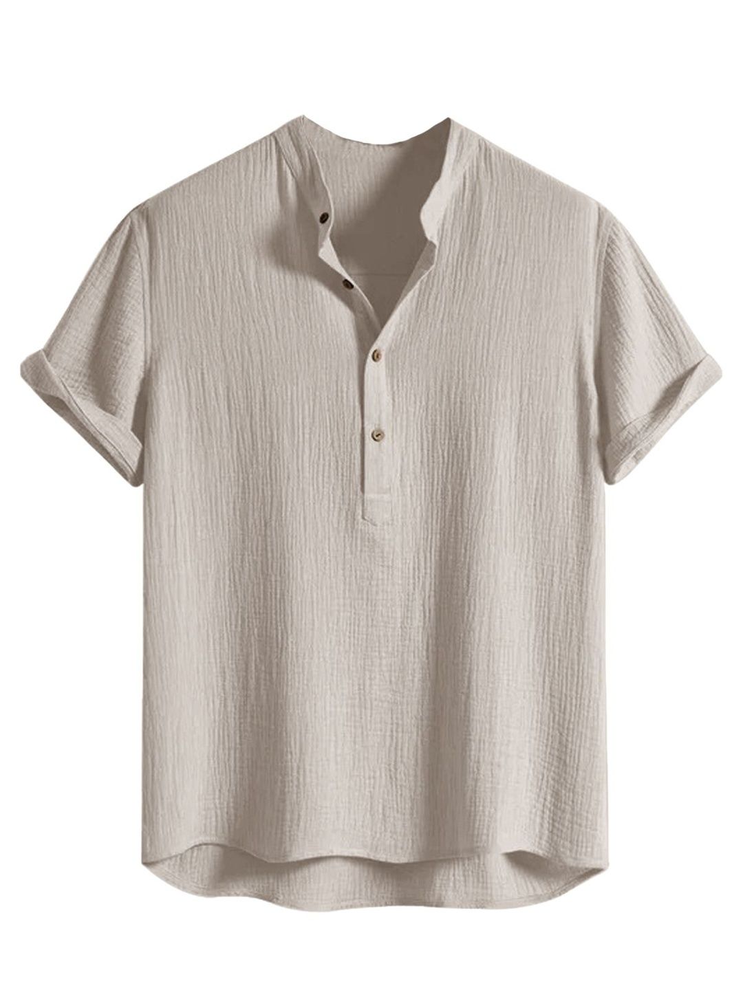 SZN Men Henley Neck Roll-Up Sleeves Organic Cotton T-shirt