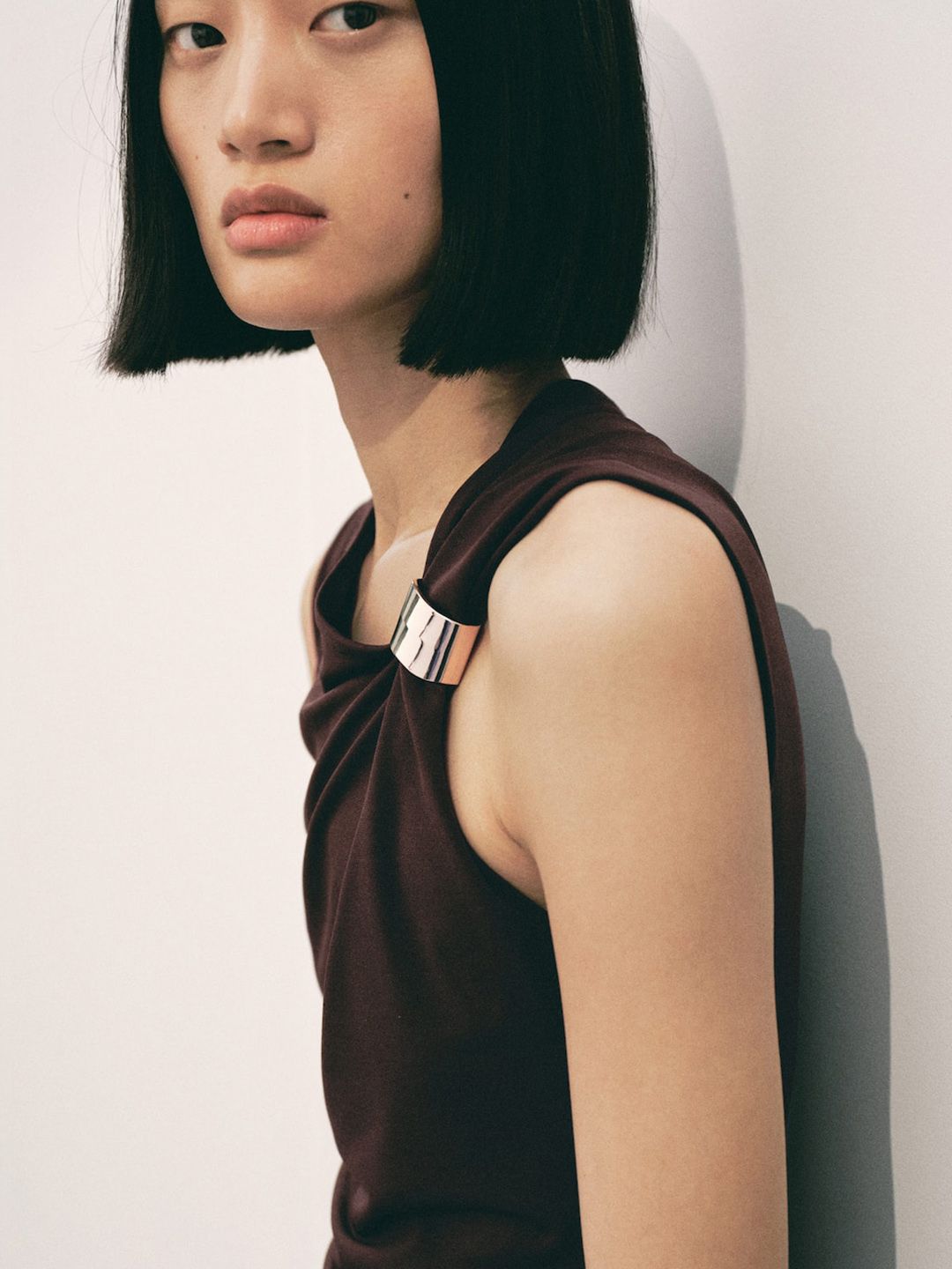 Ruched Effect Sheath Mini Dress with Metallic Detail