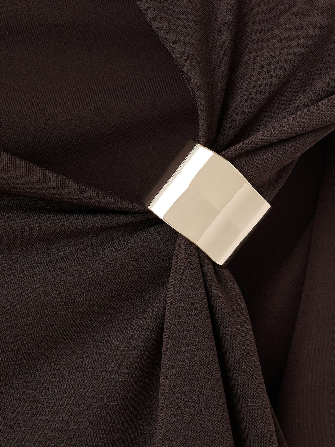 Ruched Effect Sheath Mini Dress with Metallic Detail