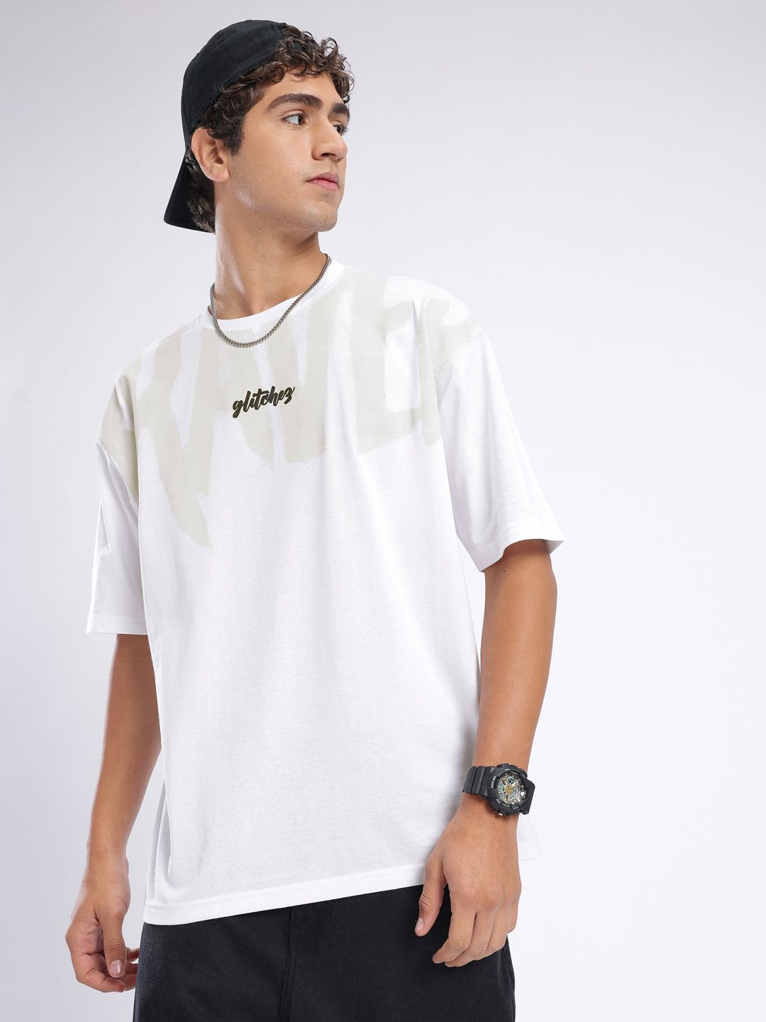 glitchez Oversized Brand Logo Printed T-shirt
