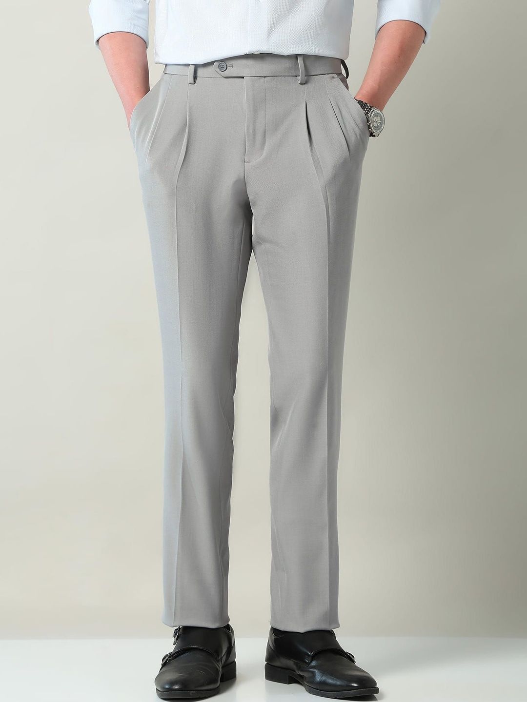 AD By Arvind Men Pleated Formal Trousers