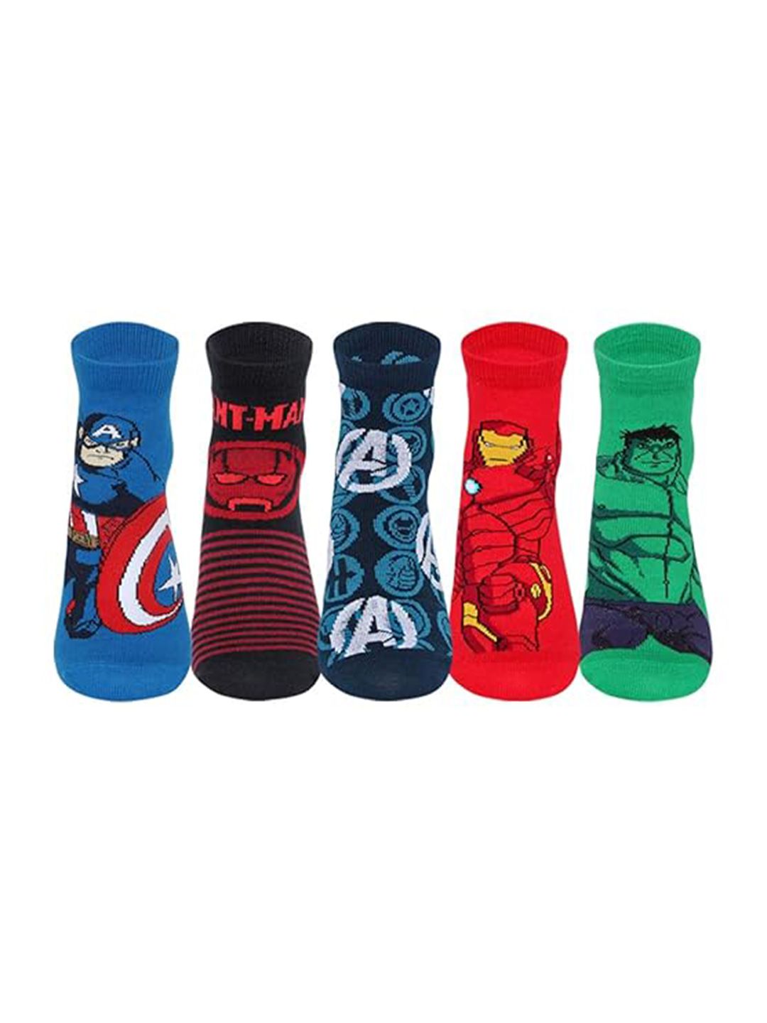 Supersox Kids Pack of 5 Assorted Disney Avenger Patterned Ankle Length Socks