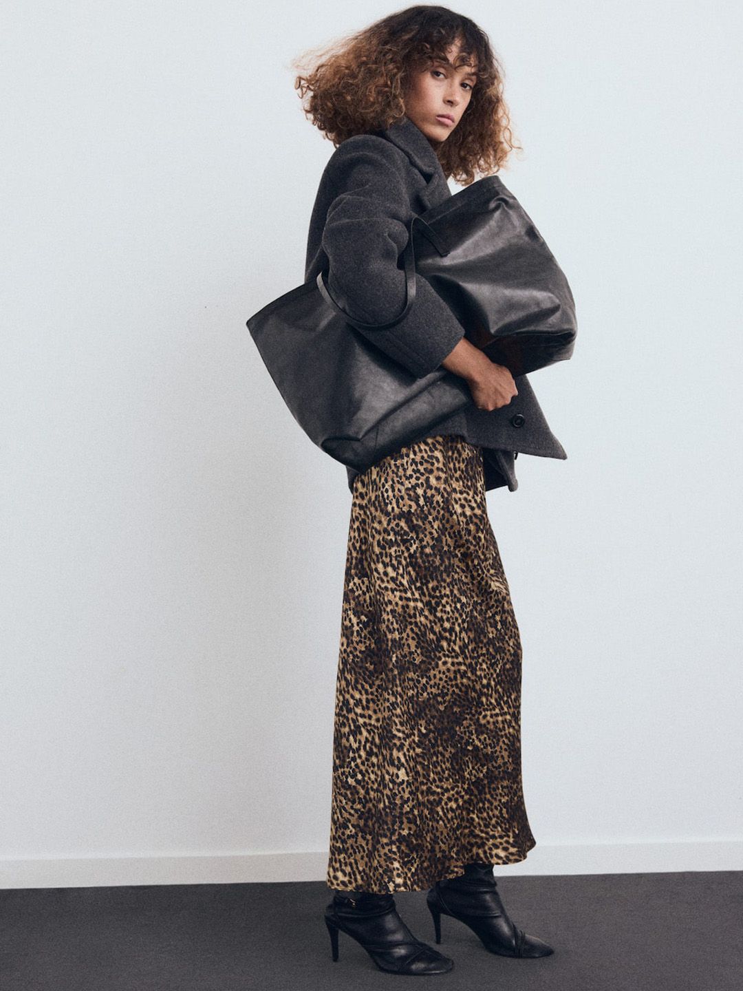Leopard-print Satin Skirt