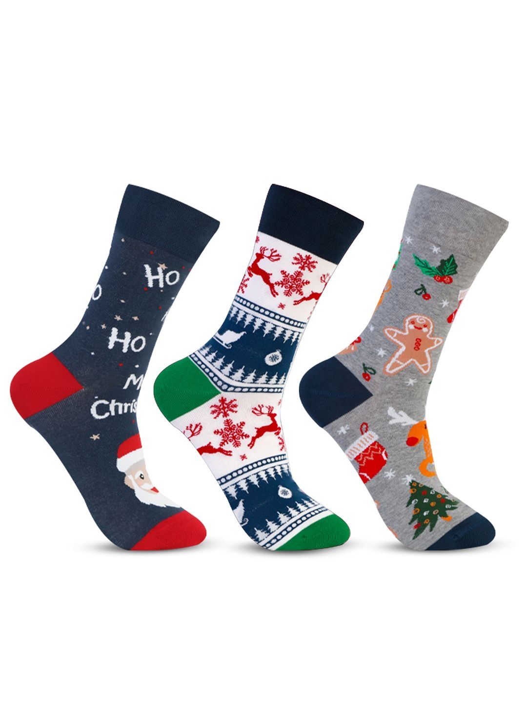 Bonjour  Pack Of 3 Printed Cotton Calf Length Socks