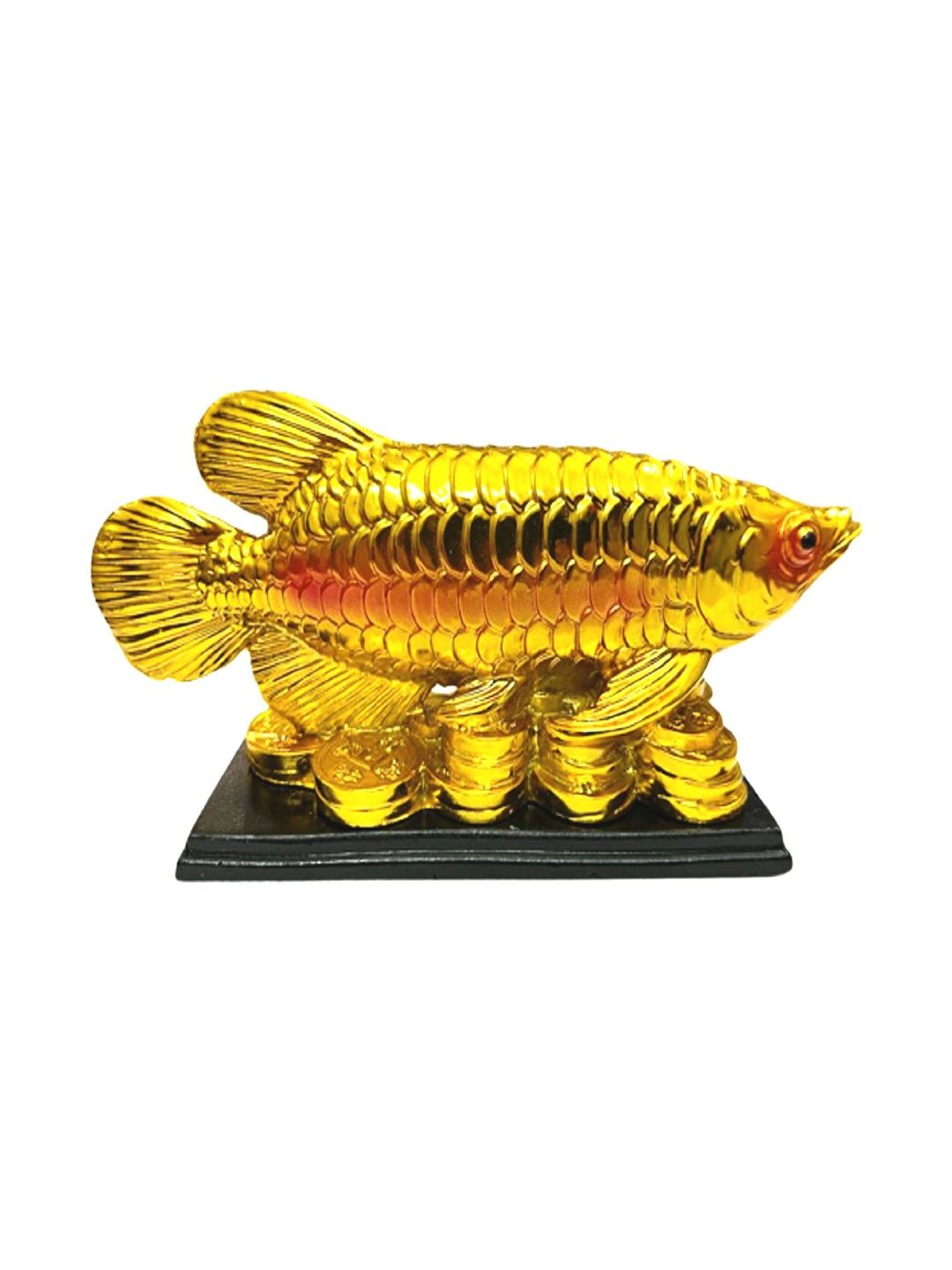 numeroastro Yellow Arowana Fish On Lucky Coins Feng Shui Showpiece