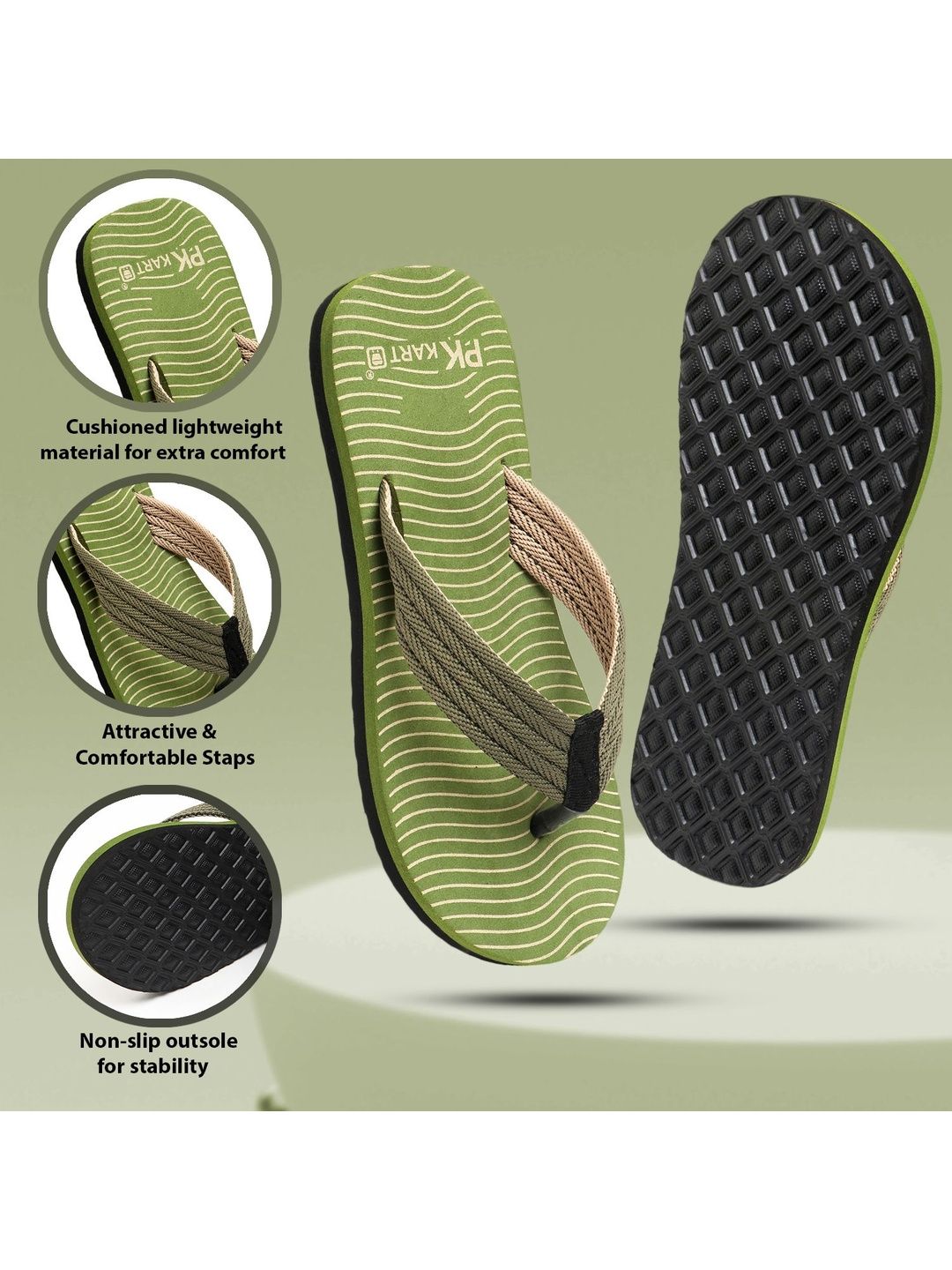 PKKART Men Striped Thong Flip-Flops