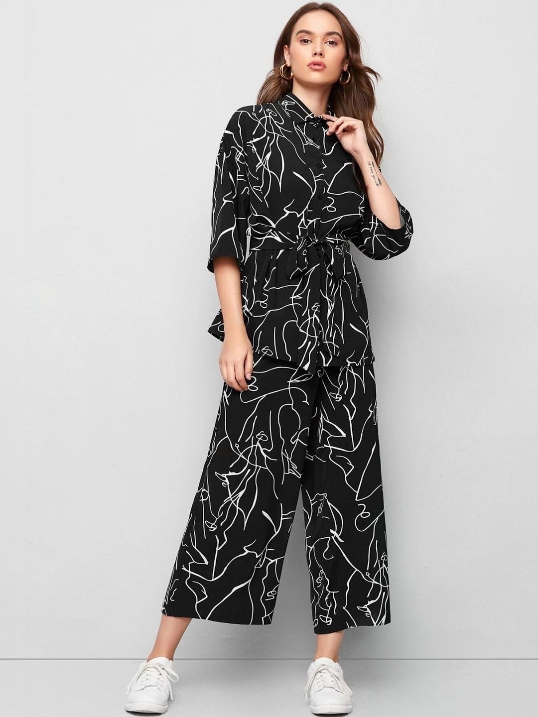 SZN Printed Shirt Collar Shirt & Trousers Co-Ords