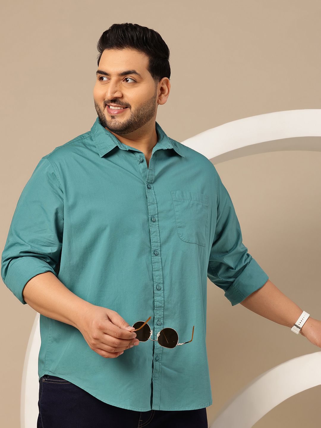Sztori Plus Size Spread Collar Pure Cotton Shirt