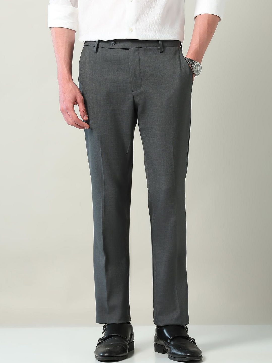 AD By Arvind Men Mid Rise Regular Fit Trousers