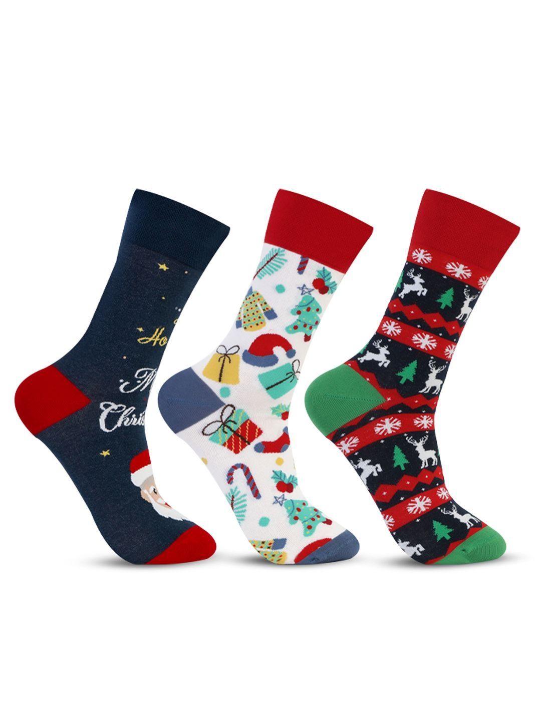 Bonjour Pack Of 3 Printed Ankle-Length Socks