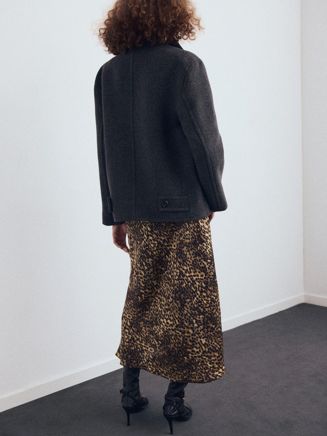 Leopard-print Satin Skirt