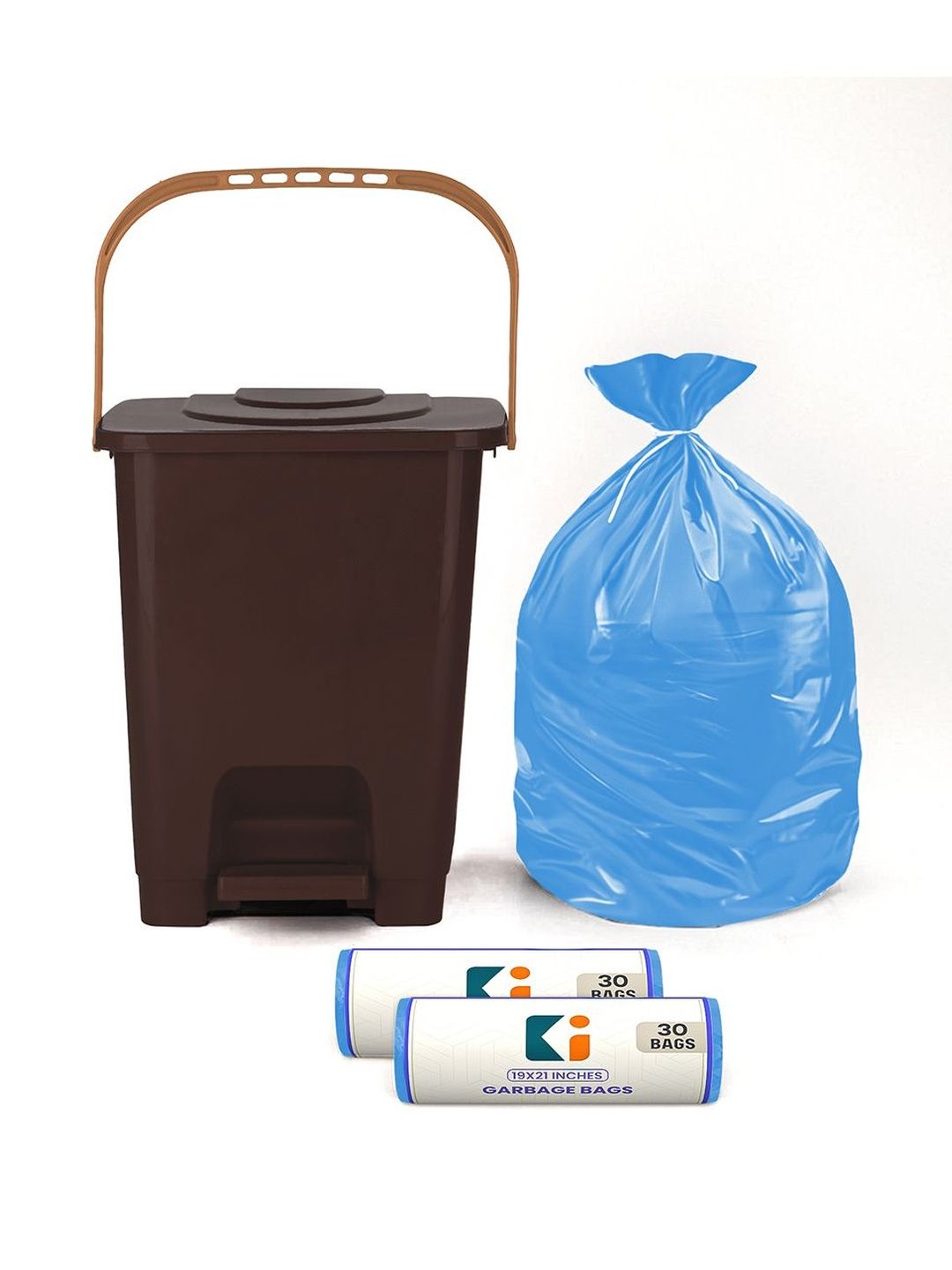 Kuber Industries Black Square Pedal Dustbin With 2 Roll-10L
