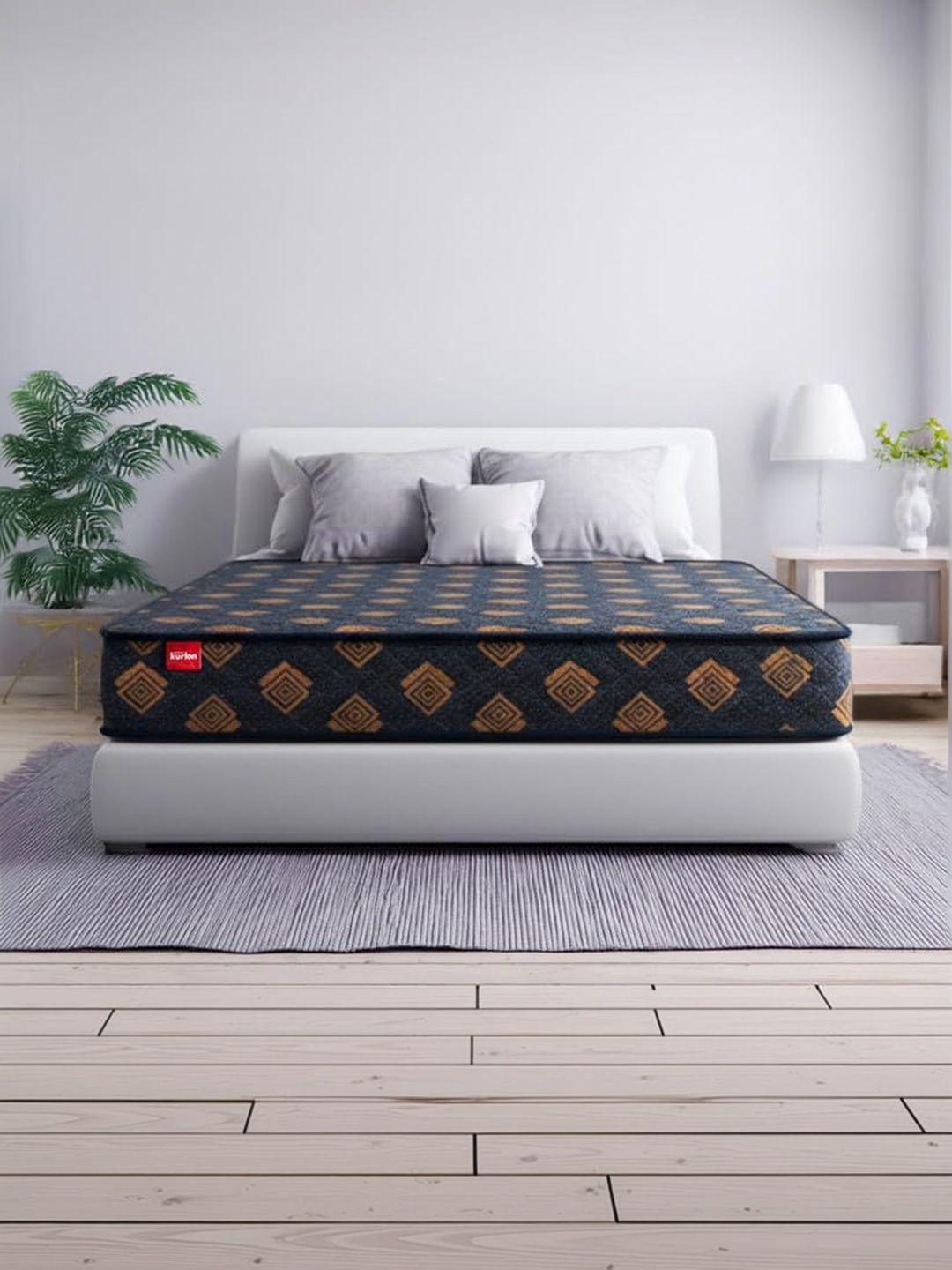 Kurl on Blue & brown Quilted Reversible Single Mattress