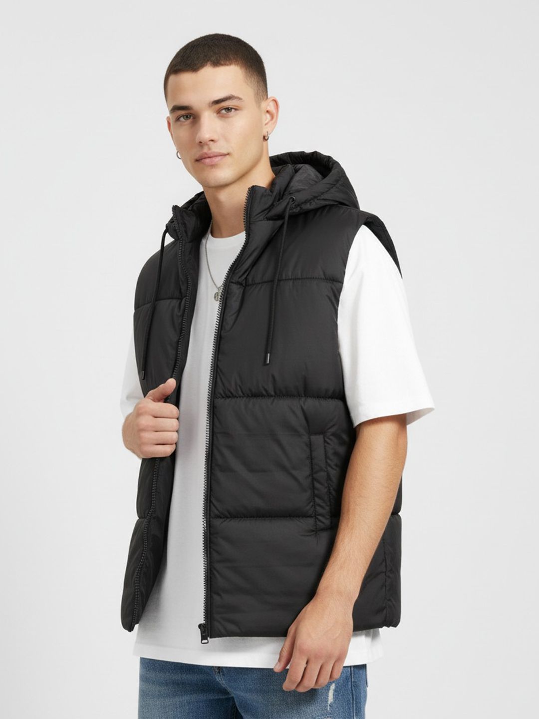 glitchez Hooded Gilet Puffer Jacket