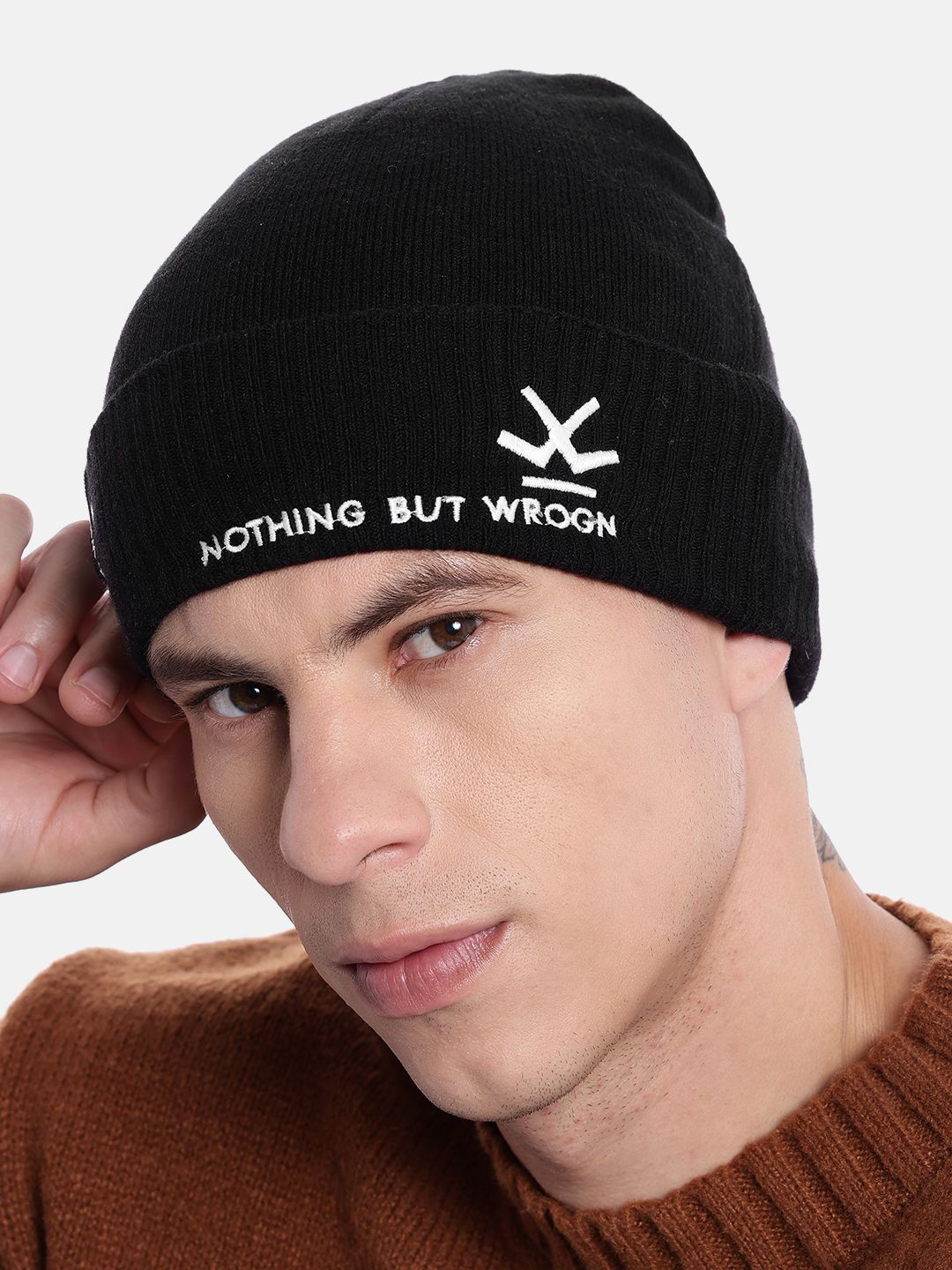 WROGN Unisex Embroidered Acrylic Beanie