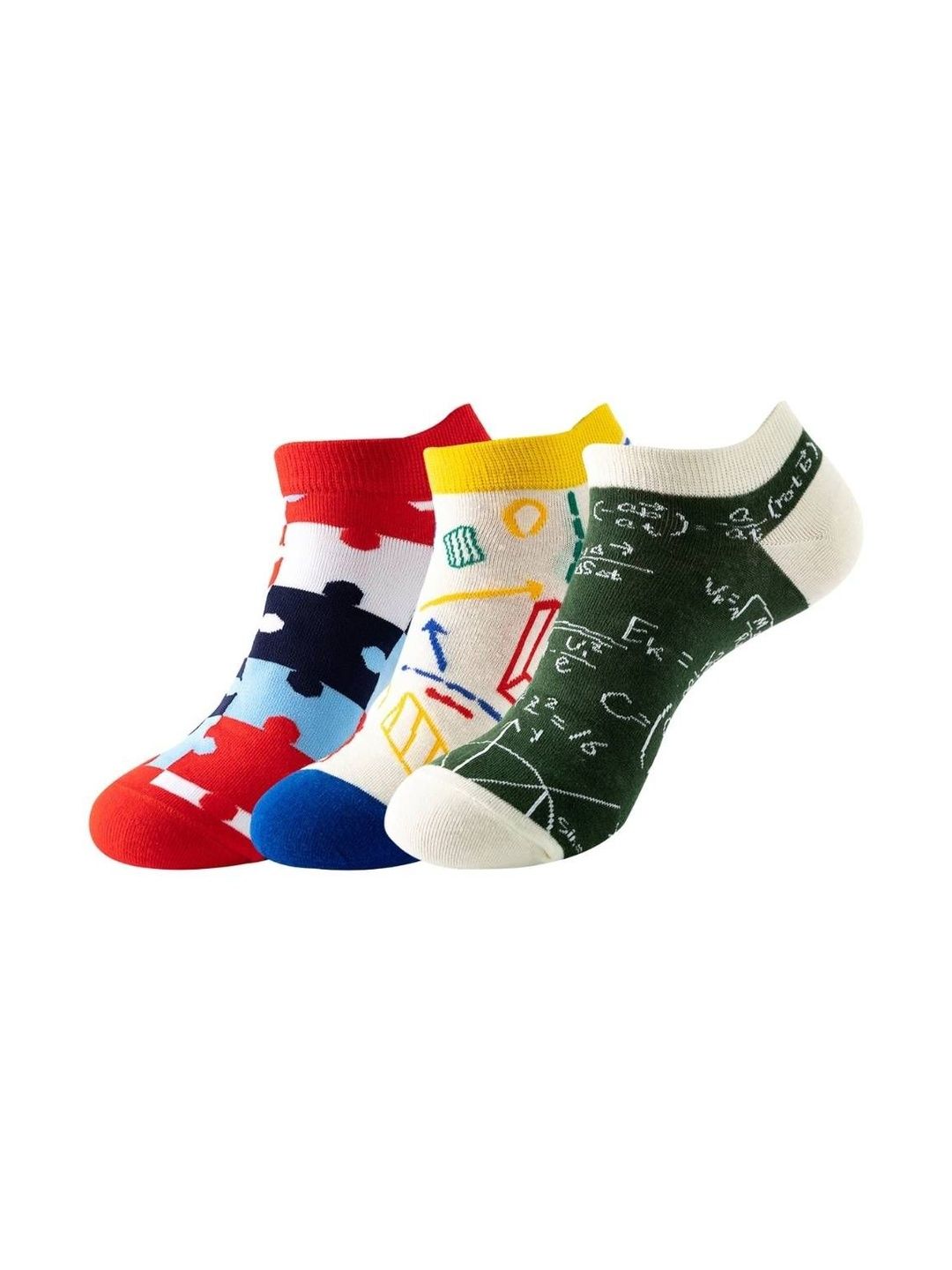 The Tie Hub Unisex Pack Of 3 Patterned Cotton Ankle Length Socks