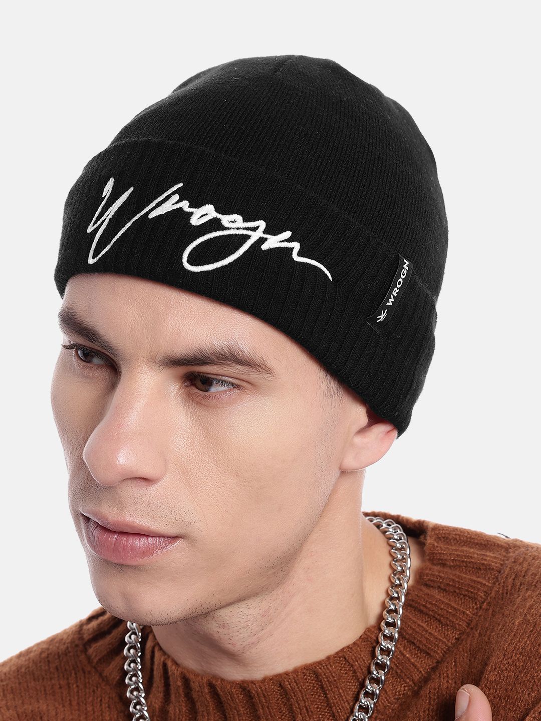 WROGN Unisex Embroidered Acrylic Beanie
